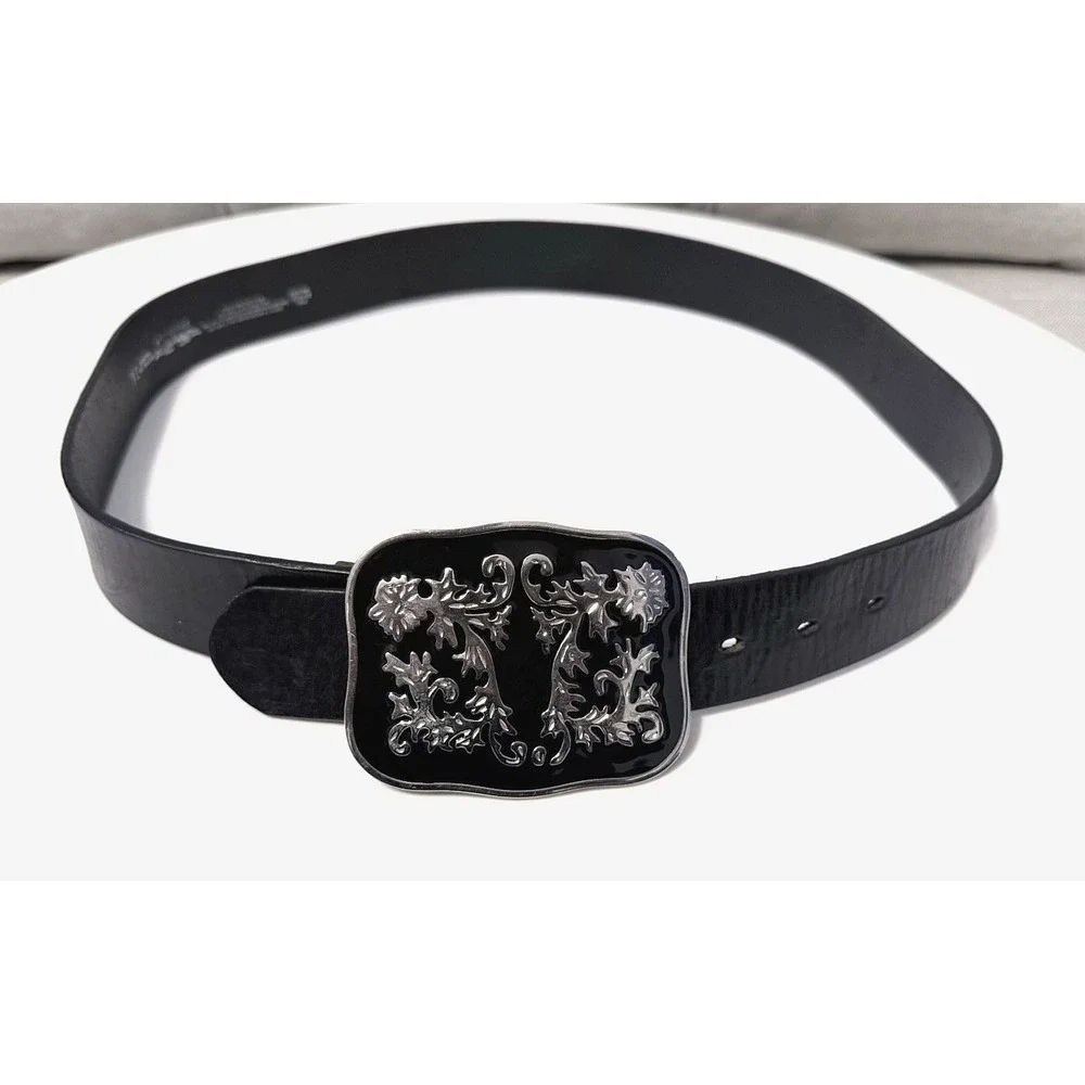 MEN'S FREEDOM BRAND BIG BUCKLE GENUINE LEATHER BLACK BELT 36